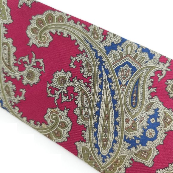 American Traditions Men Necktie 100% Italian Silk Paisley Red Multi 58x4 - NWOT - Picture 2 of 5